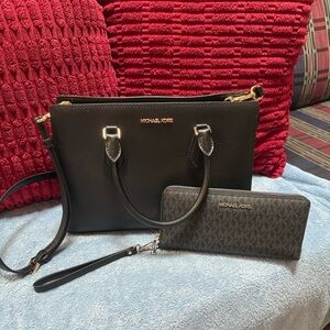 Michael Kors Black Satchel with Gold Accents